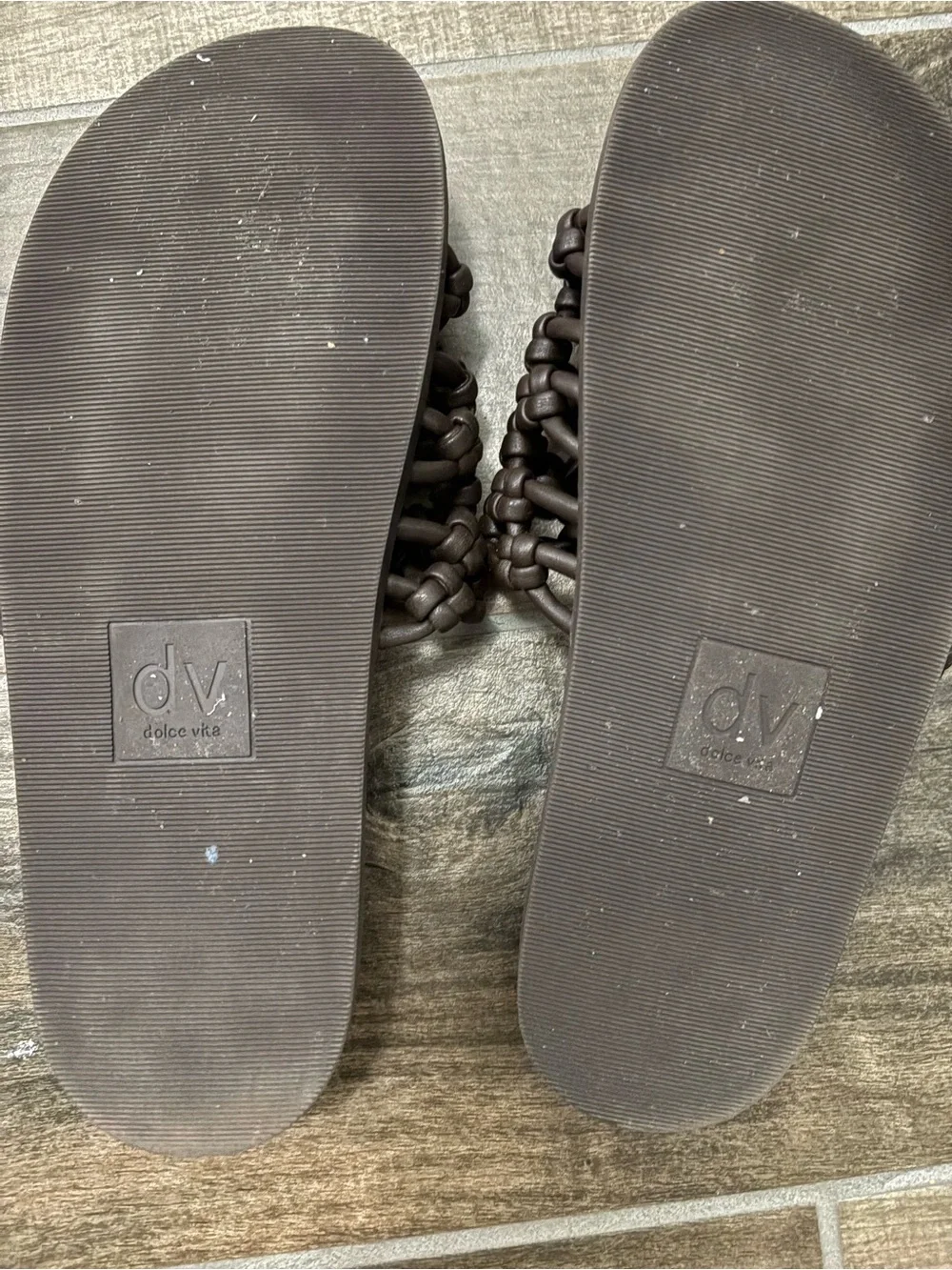 DV by Dolce Vita Dark Brown Woven Slide Sandals